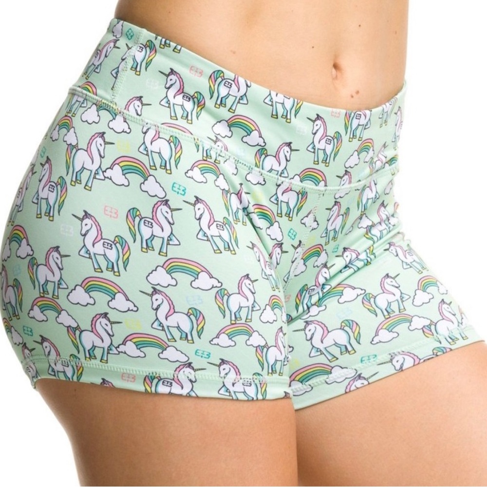 NWOT IAB Booty Shorts Unicorns Sea Foam Sz S